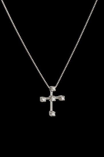 Σταυρός Κ18 Λευκόχρυσος με Brilliant