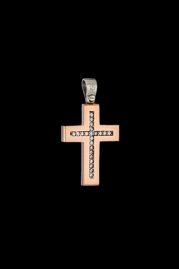 Σταυρός Κ14 Ρόζ χρυσός Πολύπετρος