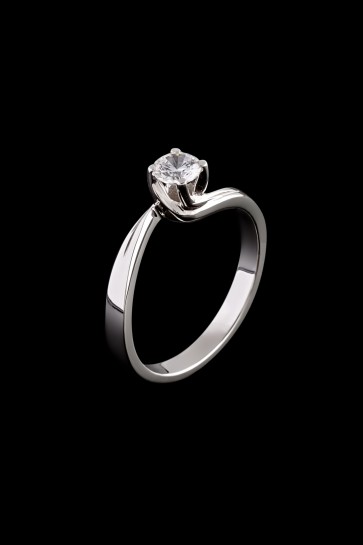 Μονόπετρο δαχτυλίδι Κ18 Λευκόχρυσο