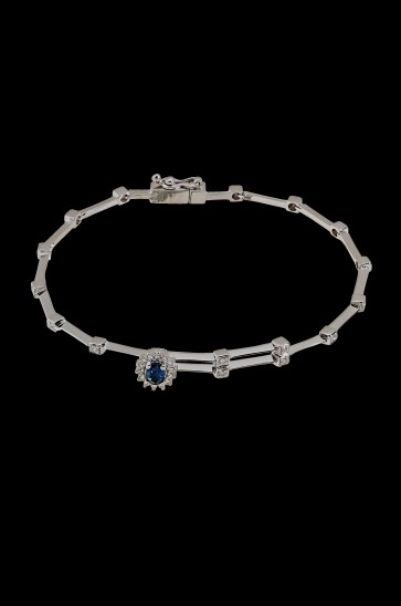 Βραχιόλι Κ18 λευκόχρυσος Ροζέτα Sapphire