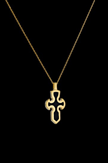 Σταυρός Κ14 Γοτθικός με μαύρο σμάλτο