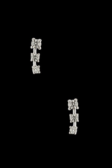 Σκουλαρίκια Κ18 Λευκόχρυσα με τριπλό Brilliant