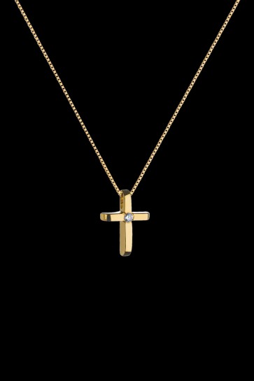 Σταυρός Κ18 Λουστρέ με κίτρινο χρυσό Brilliant