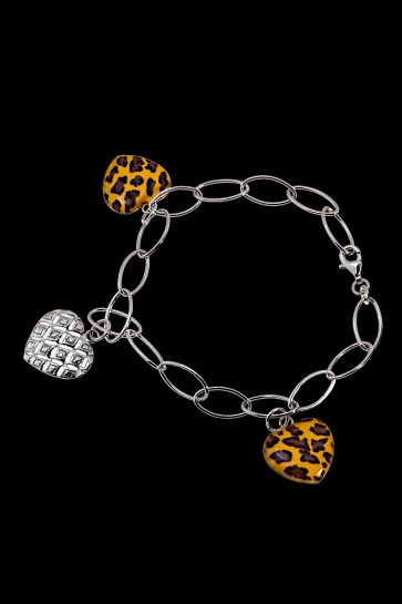 Βραχιόλι με κρεμαστές Charm καρδιές