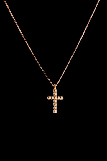 Σταυρός Κ18 Ρόζ χρυσός με 11 Brilliant