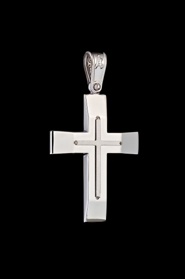 Σταυρός Κ14 λευκόχρυσος λουστρέ
