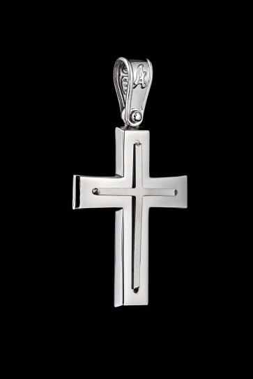 Σταυρός Κ14 λευκόχρυσος
