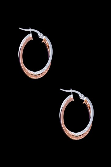 Σκουλαρίκια Κ14 Διπλός κρίκος σαγκρέ