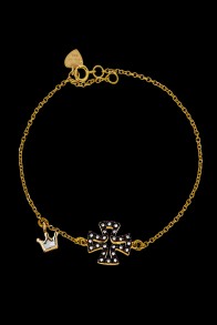 Βραχιόλι Κ14 Κίτρινος χρυσός μαύρο πλατίνωμα