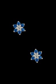 Σκουλαρίκια Κ18 Ροζέτα με ζαφείρια