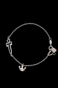 Βραχιόλι Κ14 Λευκόχρυσο Σταυρός