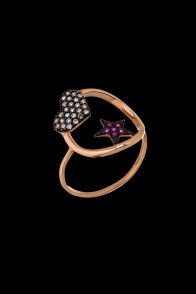 Δαχτυλίδι Κ14 με καρδιά και αστέρι