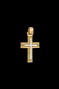 Σταυρός Κ14 Χρυσός με λευκόχρυση επιφάνεια
