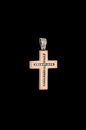 Σταυρός Κ14 Ρόζ χρυσός Πολύπετρος