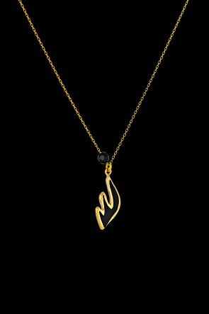 Μενταγιόν Κ14 Φτερό μαύρο σμάλτο